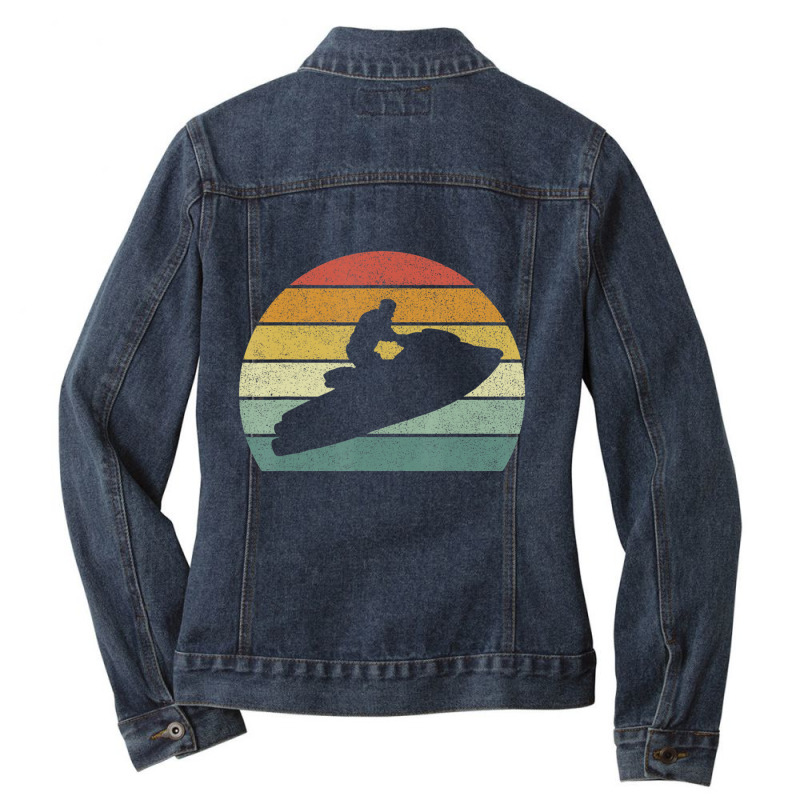 Vintage Retro Jet Ski Athletic Beach Summer Sports Jet Ski Ladies Denim Jacket by Adcock Salmon | Artistshot