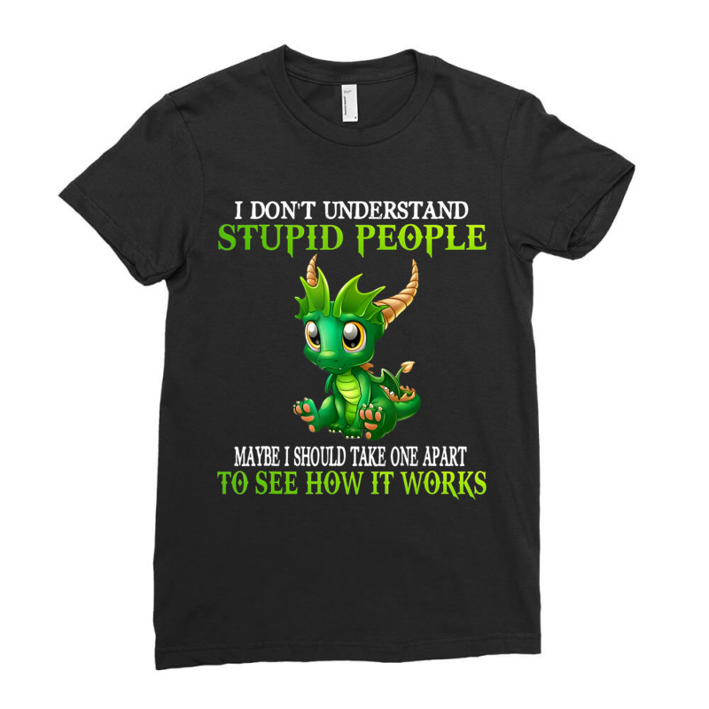 I Don't Understand Stupid People Cute Dragons Lover Ladies Fitted T-Shirt by cm-arts | Artistshot