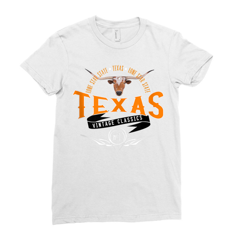 Vintage Classic Style Texas Lone Star Longhorn Design Tank Top Ladies Fitted T-Shirt by cm-arts | Artistshot