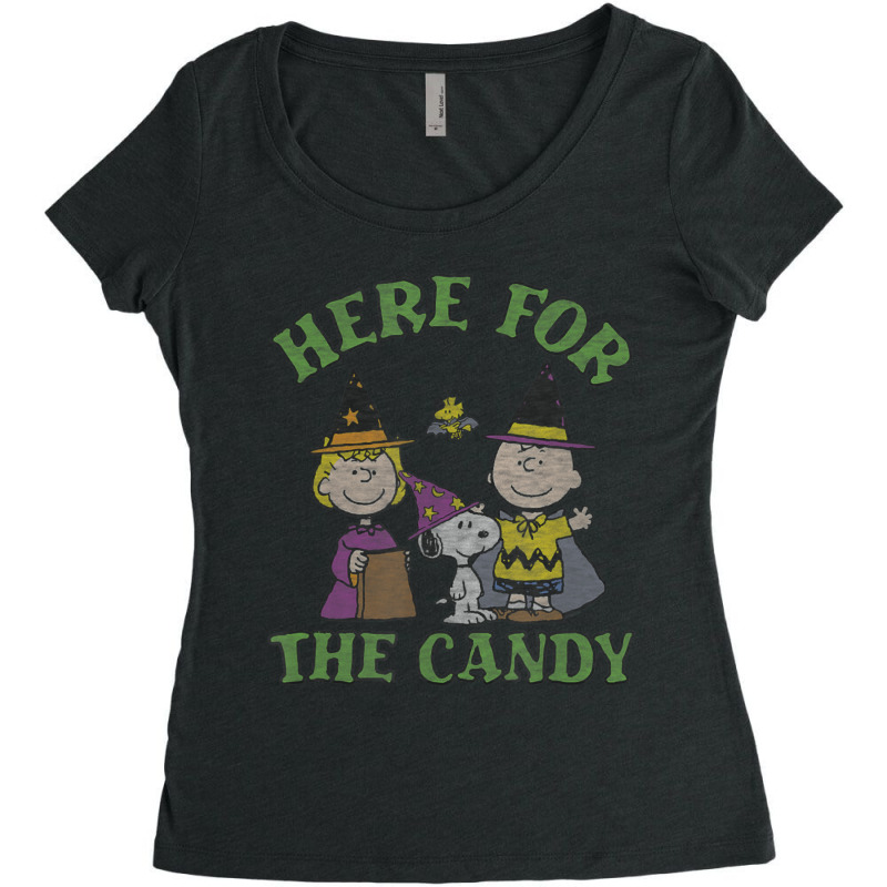 Peanuts Halloween Charlie Sally Here For The Candy Women's Triblend Scoop T-shirt by cm-arts | Artistshot