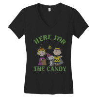 Peanuts Halloween Charlie Sally Here For The Candy Women's V-neck T-shirt | Artistshot