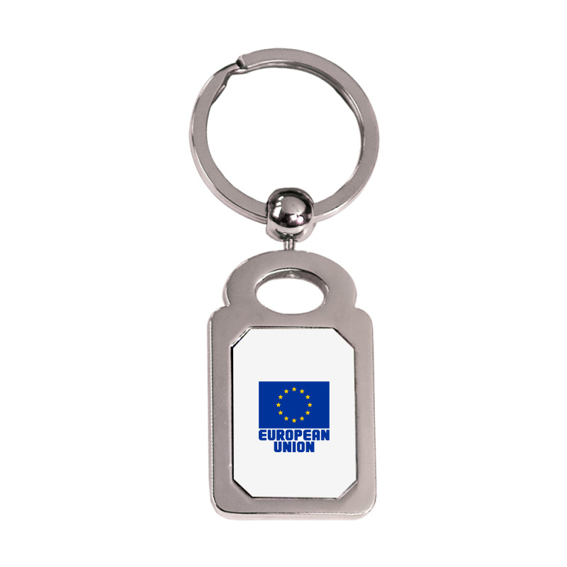 European Union Silver Rectangle Keychain | Artistshot