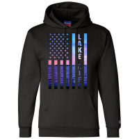 Lake Life American Flag Dock Sunset Wakeboarder Power Boat Champion Hoodie | Artistshot