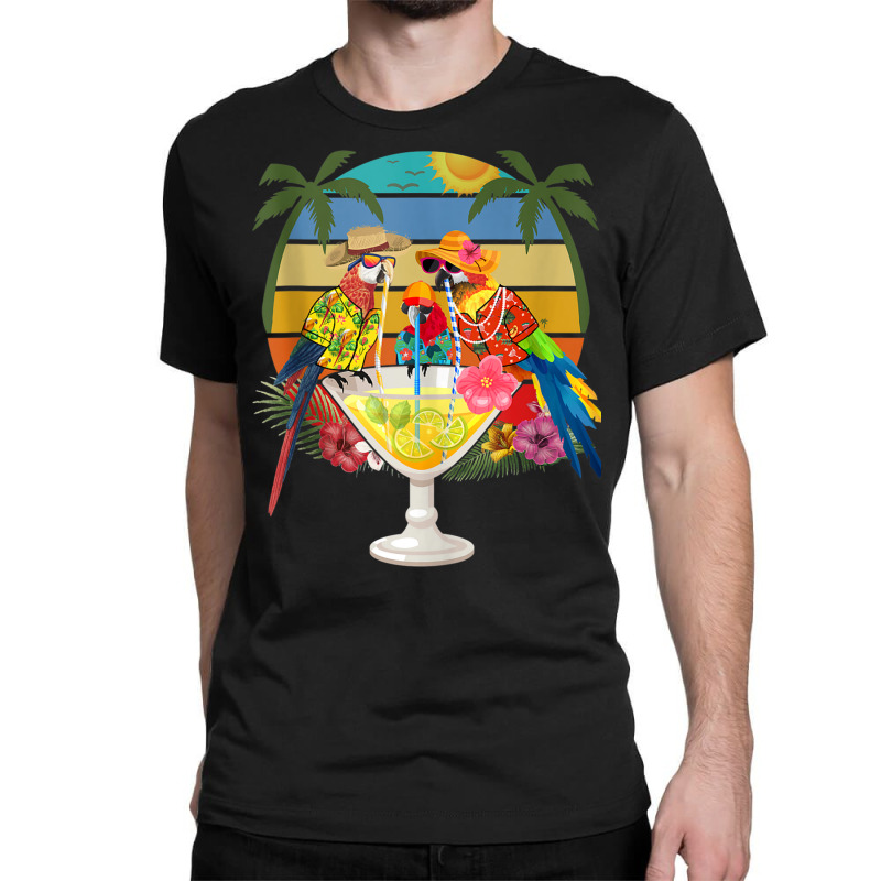 Parrots Drinking Margarita On Summer Vacation Birds Fun Tank Top Classic T-shirt by cm-arts | Artistshot