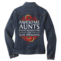 Awesome Aunts Delve Dungeons And Slay Dragons Rpg Gaming Ladies Denim Jacket | Artistshot