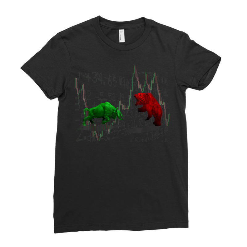 Stock Market Bulls Vs Bears Graphic T Shirt Ladies Fitted T-Shirt by cm-arts | Artistshot