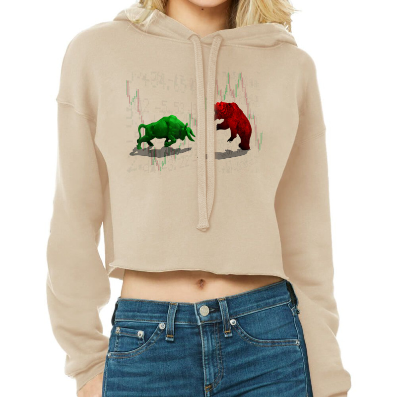 Stock Market Bulls Vs Bears Graphic T Shirt Cropped Hoodie by cm-arts | Artistshot