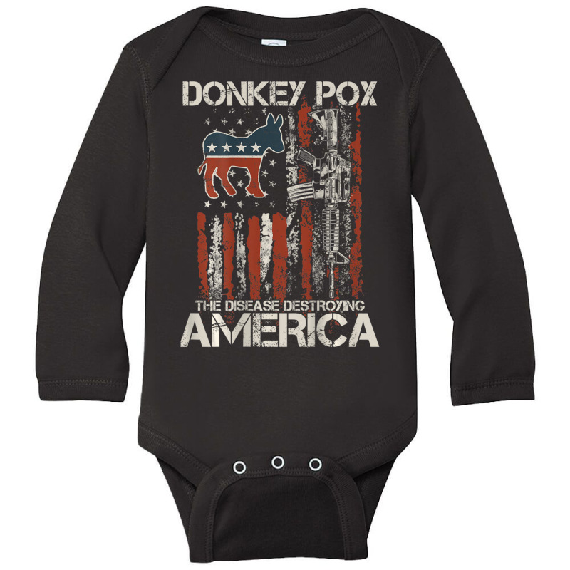 Biden Donkey Pox The Disease Destroying America Back Long Sleeve Baby Bodysuit | Artistshot