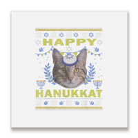 Funny American Wirehair Cat Jewish Holiday Hanukkat Happy T Shirt Metal Print Square | Artistshot