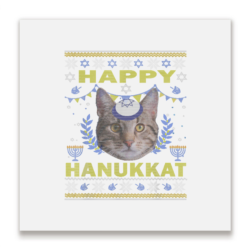 Funny American Wirehair Cat Jewish Holiday Hanukkat Happy T Shirt Metal Print Square | Artistshot