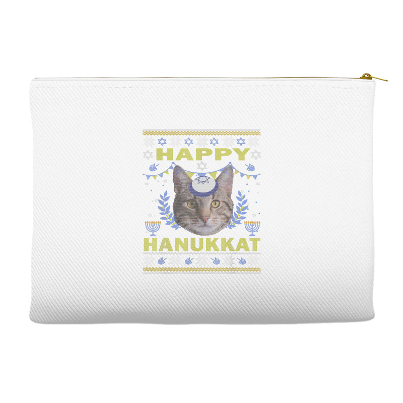 Funny American Wirehair Cat Jewish Holiday Hanukkat Happy T Shirt Accessory Pouches | Artistshot