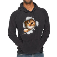 Ca, Orange Cat T Cat Torn Cloth Kitten Vintage Hoodie | Artistshot