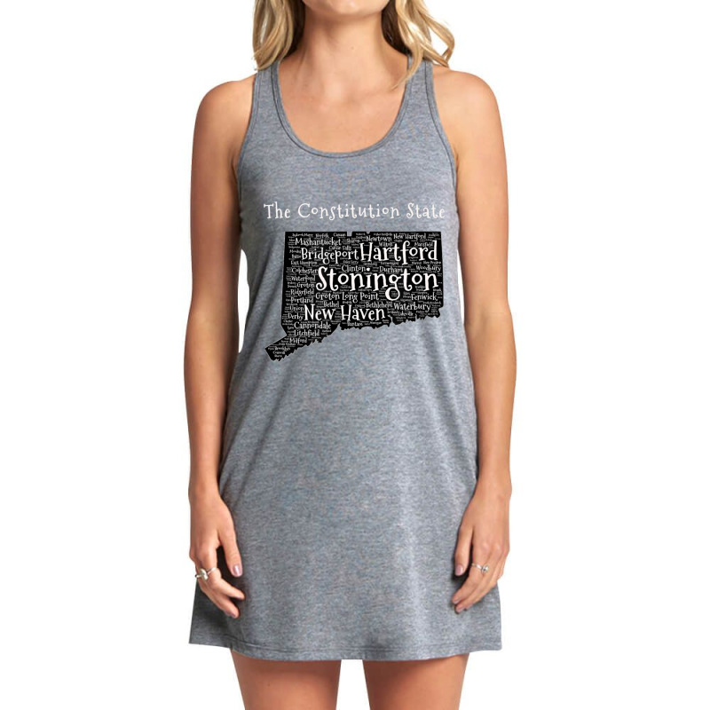 Connecticut City And Town Word Art Cloud Tank Dress by Coble Spellman | Artistshot