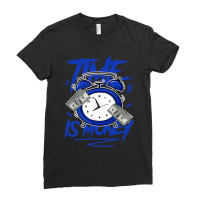 Racer Blue 5s  To Match Time Is Money Shoes 5 Racer Blue Ladies Fitted T-shirt | Artistshot