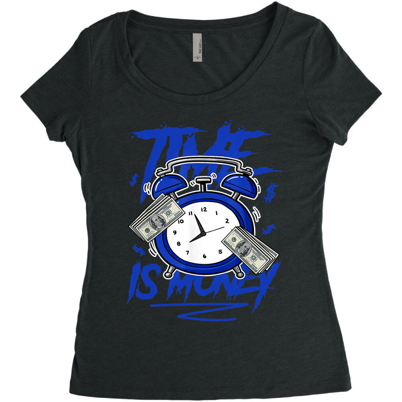 Racer Blue 5s  To Match Time Is Money Shoes 5 Racer Blue Women's Triblend Scoop T-shirt by home12 | Artistshot