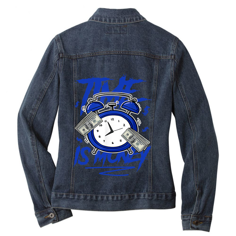 Racer Blue 5s  To Match Time Is Money Shoes 5 Racer Blue Ladies Denim Jacket by home12 | Artistshot