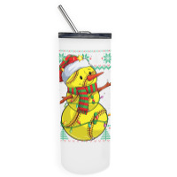 Funny Snowman Softball Christmas Ball Ugly Sweater Skinny Tumbler | Artistshot