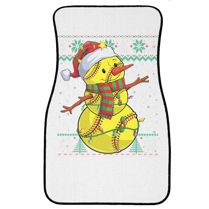 Funny Snowman Softball Christmas Ball Ugly Sweater Front Car Mat | Artistshot