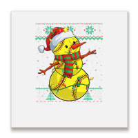 Funny Snowman Softball Christmas Ball Ugly Sweater Metal Print Square | Artistshot