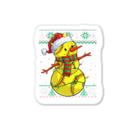 Funny Snowman Softball Christmas Ball Ugly Sweater Sticker | Artistshot