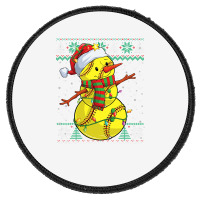 Funny Snowman Softball Christmas Ball Ugly Sweater Round Patch | Artistshot