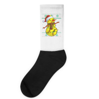 Funny Snowman Softball Christmas Ball Ugly Sweater Socks | Artistshot