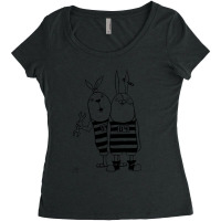 Usavich Rabbits (black And White) Women's Triblend Scoop T-shirt | Artistshot