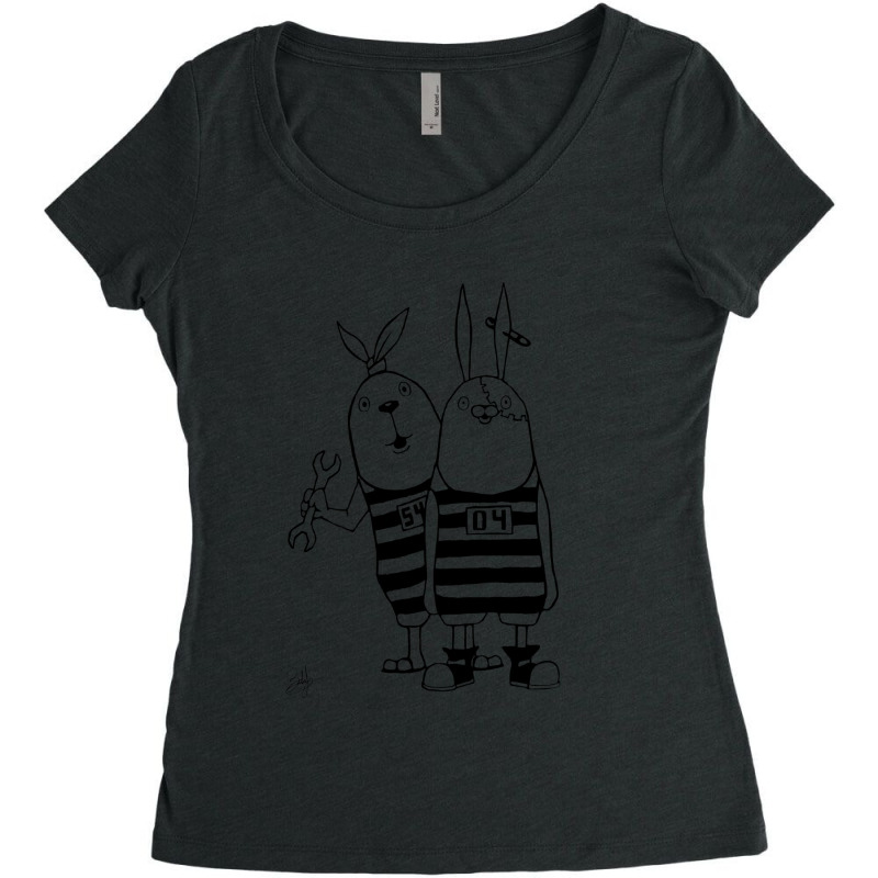 Usavich Rabbits (black And White) Women's Triblend Scoop T-shirt by cm-arts | Artistshot