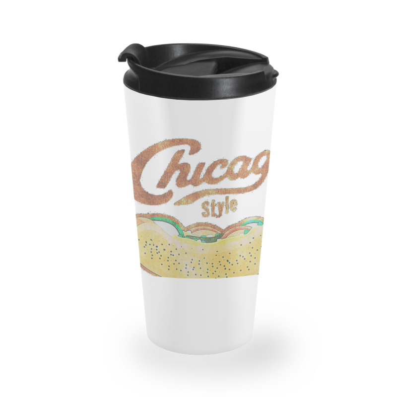 Chicago Style Hot Dog Distressed Travel Mug | Artistshot