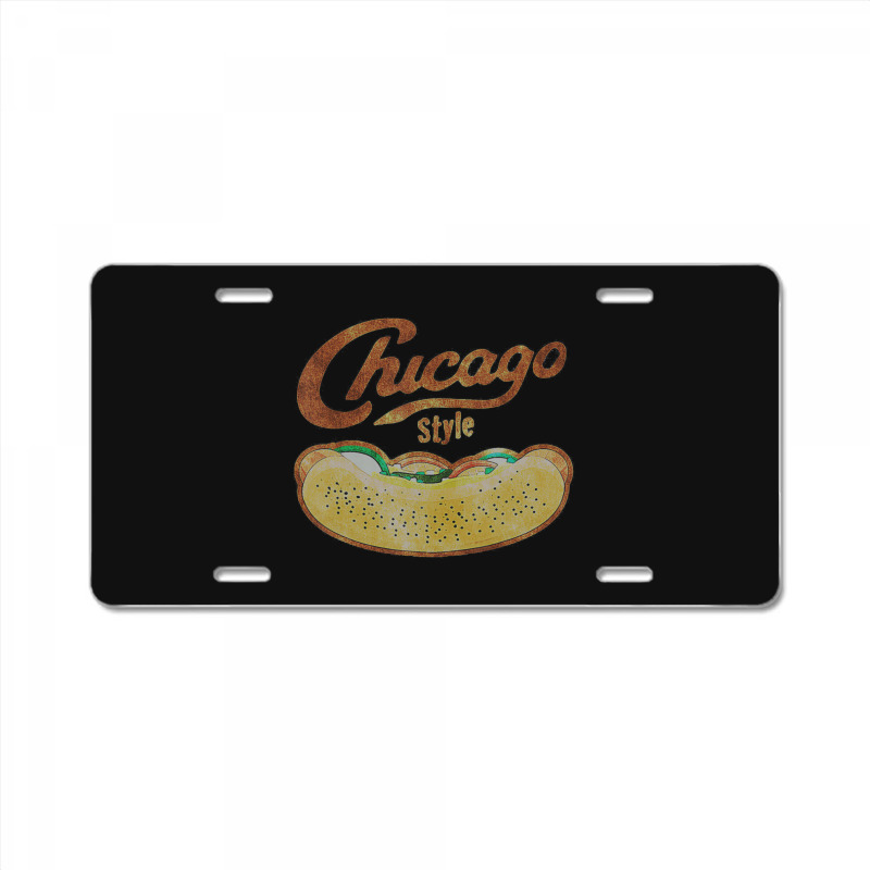 Chicago Style Hot Dog Distressed License Plate | Artistshot