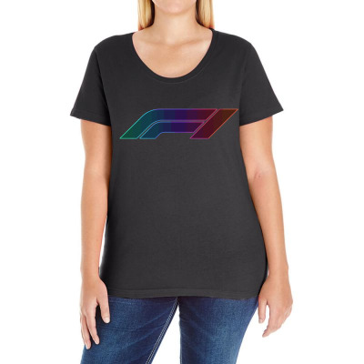 F1 Logo Glow Ladies Curvy T-shirt Designed By Hannah