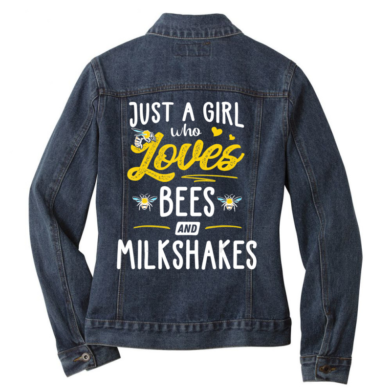 Just A Girl Who Loves Bees And Milkshakes Gift Women Ladies Denim Jacket by thangdinhsinhelf | Artistshot