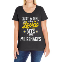 Just A Girl Who Loves Bees And Milkshakes Gift Women Ladies Curvy T-shirt | Artistshot