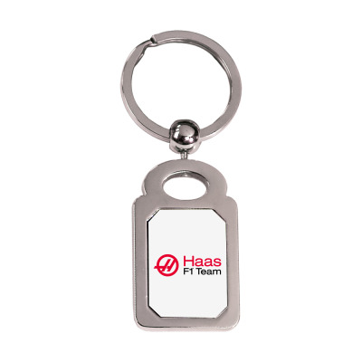 Haas F1 Team Silver Rectangle Keychain Designed By Hannah