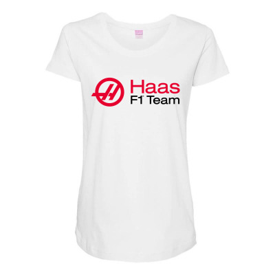 Haas F1 Team Maternity Scoop Neck T-shirt Designed By Hannah