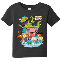 Rugrats Running Away From Reptar Baby Tee | Artistshot