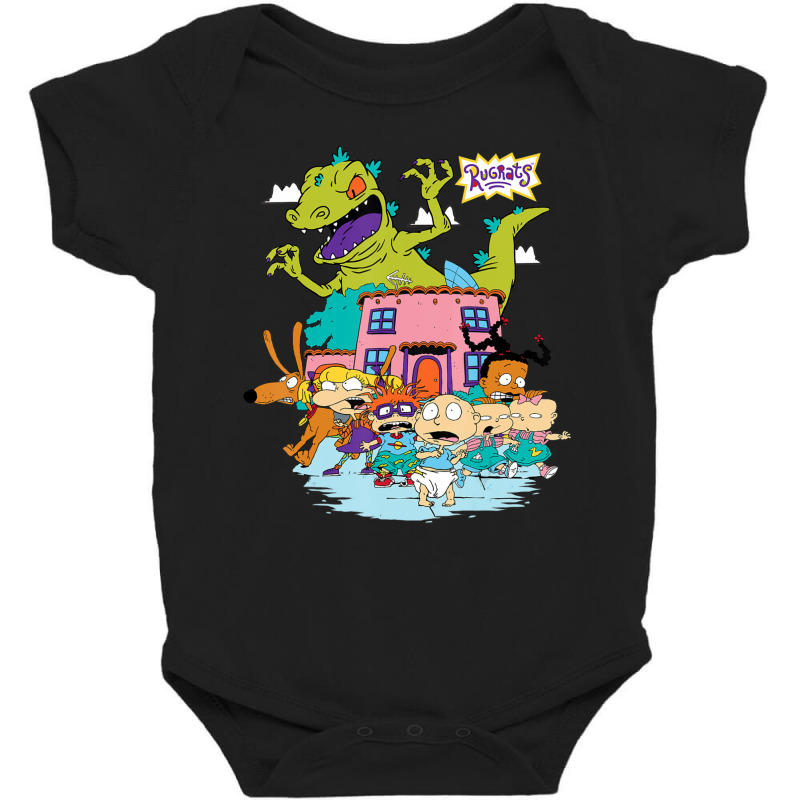 Rugrats Running Away From Reptar Baby Bodysuit by cm-arts | Artistshot