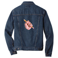 Realism X Cartoon Mashup Fist Holding Pencil Men Denim Jacket | Artistshot