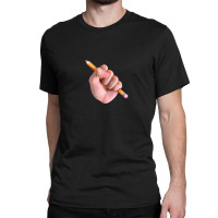 Realism X Cartoon Mashup Fist Holding Pencil Classic T-shirt | Artistshot