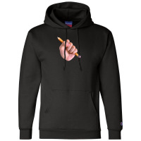 Realism X Cartoon Mashup Fist Holding Pencil Champion Hoodie | Artistshot