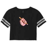 Realism X Cartoon Mashup Fist Holding Pencil Scorecard Crop Tee | Artistshot