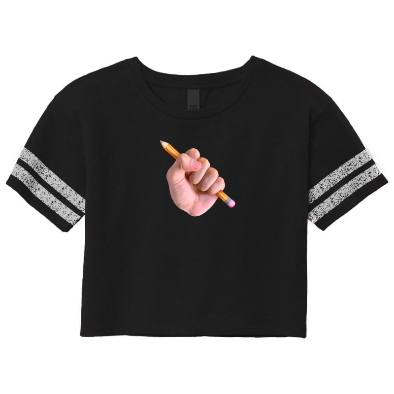 Realism X Cartoon Mashup Fist Holding Pencil Scorecard Crop Tee by cm-arts | Artistshot