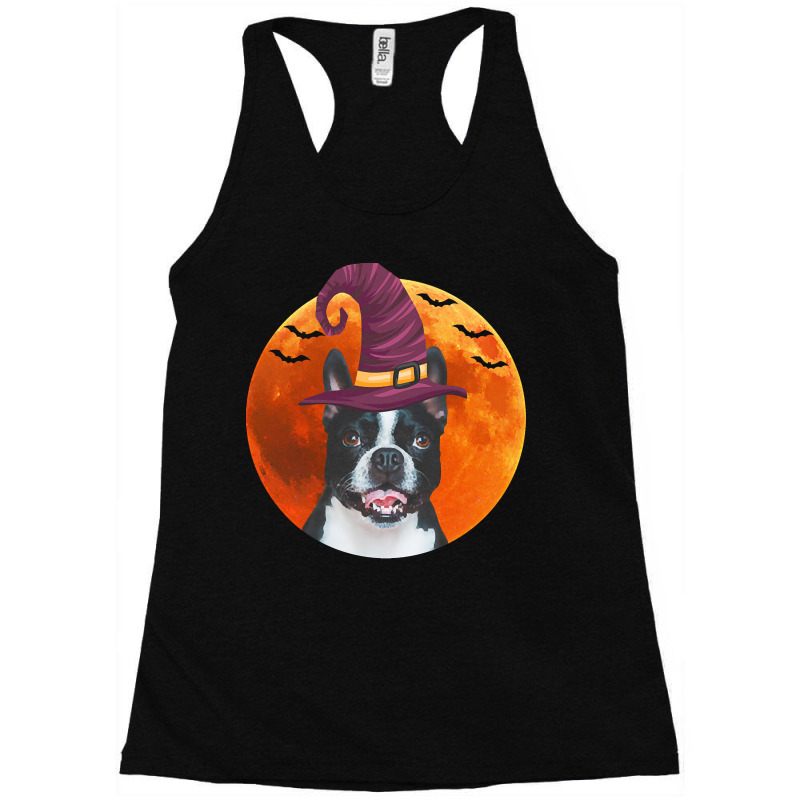 Boston Terrier Cute Boston Terrier Dog With Witch Hat Racerback Tank by cm-arts | Artistshot