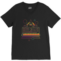 Synthwave Cat On Synthesizer V-neck Tee | Artistshot