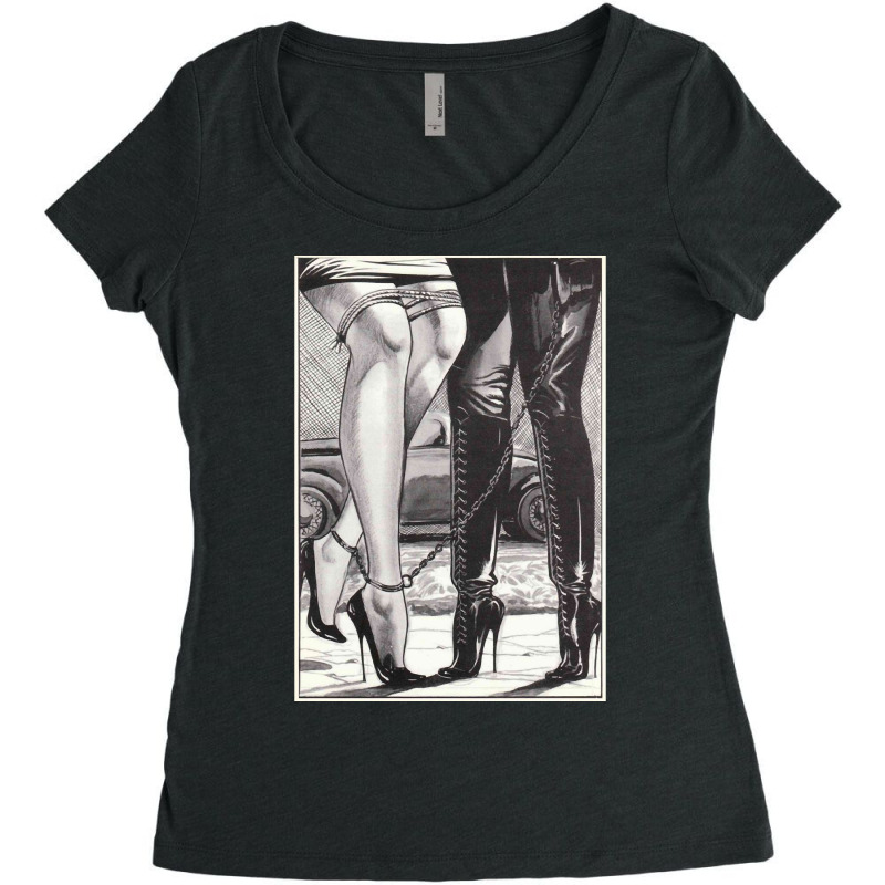 Hot Lesbian Rope Bondage Lovers Lesbian High Heel Dominatrix Pullover Women's Triblend Scoop T-shirt by cm-arts | Artistshot