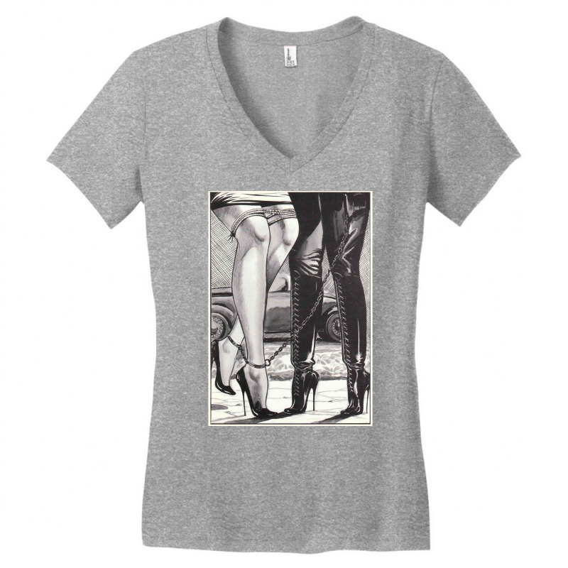 Hot Lesbian Rope Bondage Lovers Lesbian High Heel Dominatrix Pullover Women's V-Neck T-Shirt by cm-arts | Artistshot