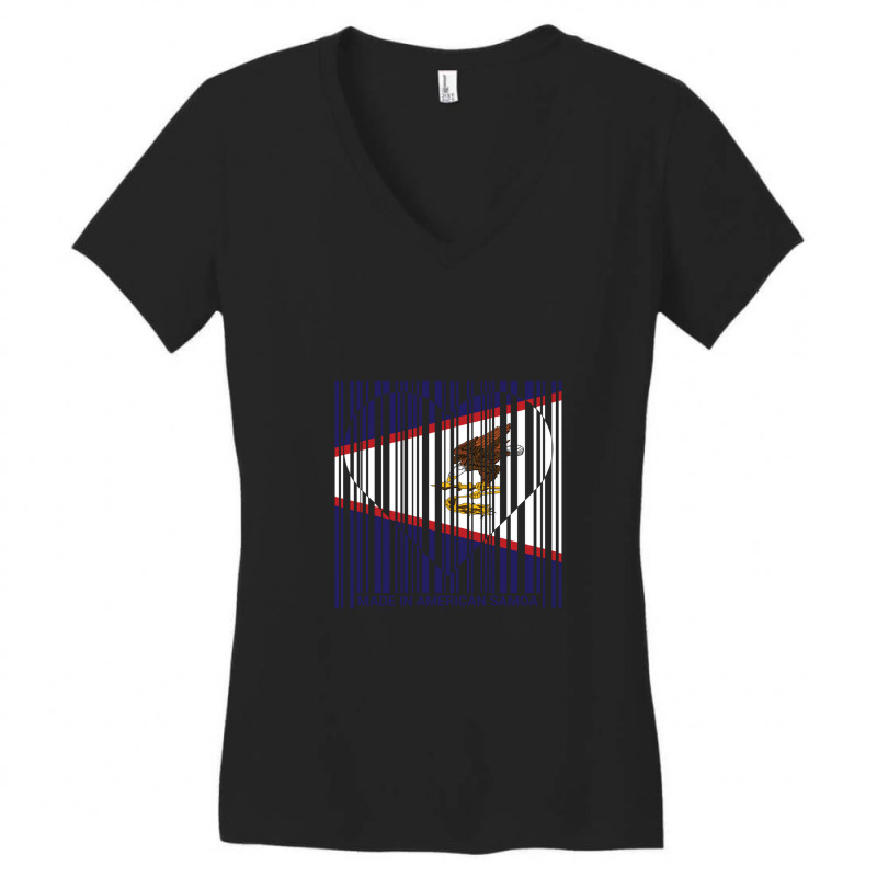 American Samoa American Samoan Barcode Love Flag Women's V-Neck T-Shirt by DeniseRamsey | Artistshot