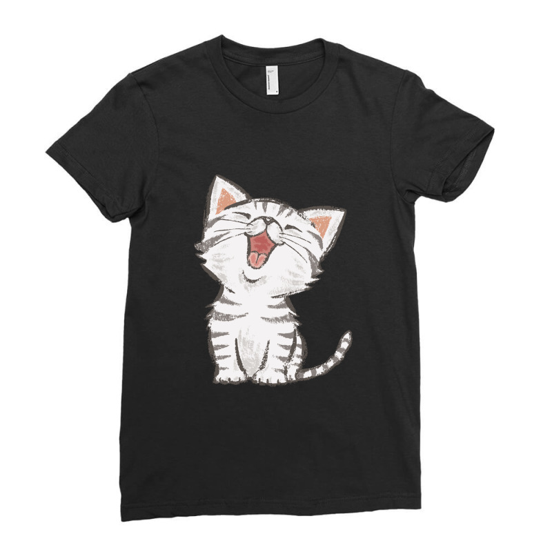 American Shorthair Happy Ladies Fitted T-Shirt by DeniseRamsey | Artistshot