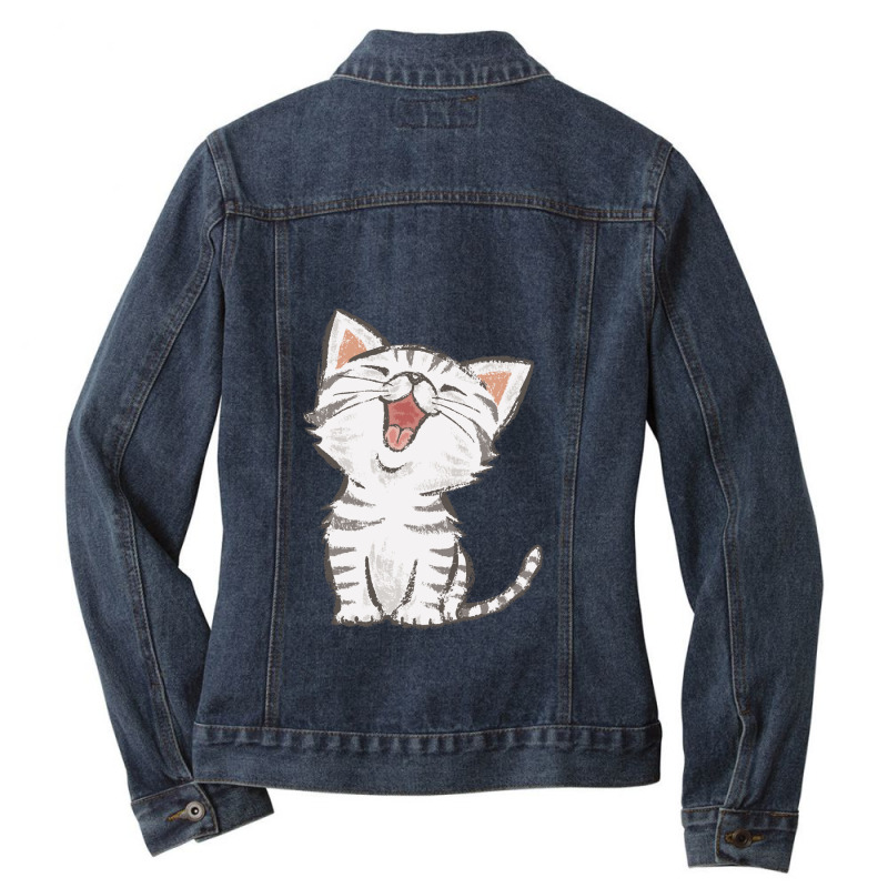 American Shorthair Happy Ladies Denim Jacket by DeniseRamsey | Artistshot