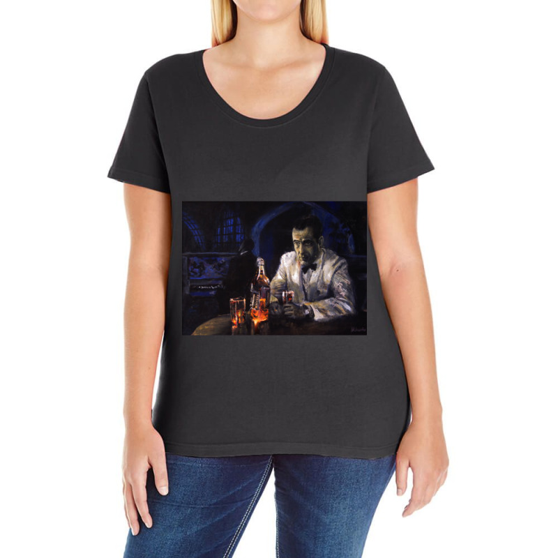 Casablanca Artwork Inspired In Humphrey Bogart In Casablanca Ladies Curvy T-Shirt by cm-arts | Artistshot